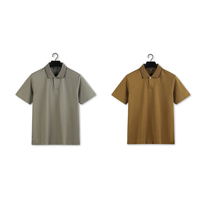 zegna knit collar single button polo shirt